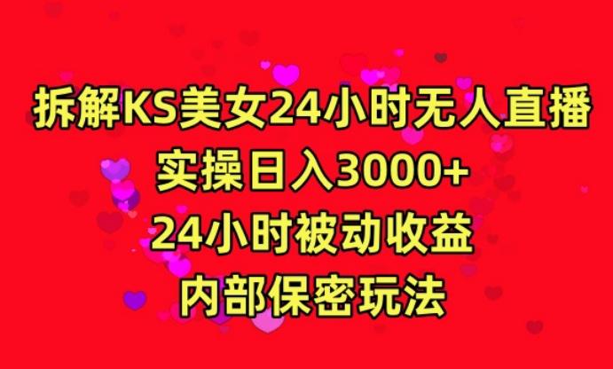利用快手24小时无人美女直播，实操日入3000，24小时被动收益，内部保密玩法【揭秘】-云网创