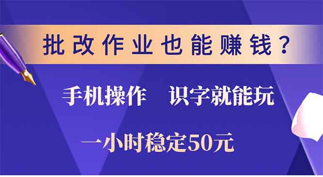 批改作业也能赚钱?0门槛手机项目,识字就能玩!一小时50元!-云网创