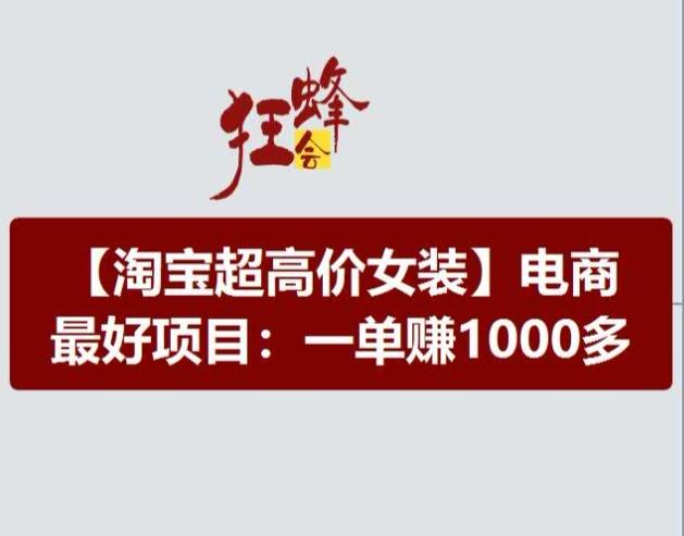 淘宝超高价女装项目，电商最好赛道，一单赚1000多-云网创