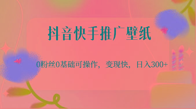 抖音快手推广壁纸,0粉丝0基础可操作,变现快,日入300+-云网创