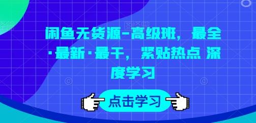 闲鱼无货源-高级班，最全·最新·最干，紧贴热点 深度学习-云网创