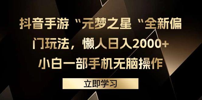 (9456期)抖音手游“元梦之星“全新偏门玩法，懒人日入2000+，小白一部手机无脑操作-云网创