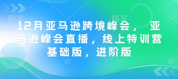 12月亚马逊跨境峰会, 亚马逊峰会直播,线上特训营基础版,进阶版-云网创