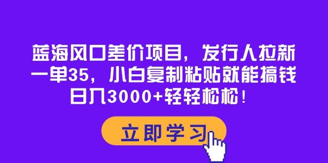 蓝海风口差价项目，发行人拉新，一单35，小白复制粘贴就能搞钱！日入30...-云网创