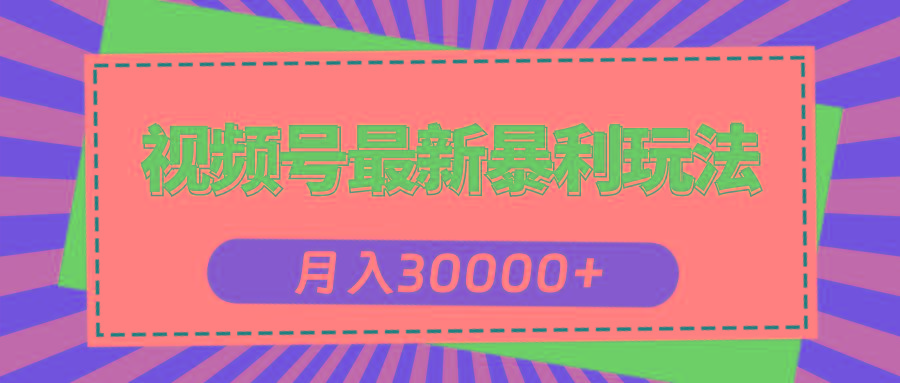 视频号最新暴利玩法,轻松月入30000+-云网创