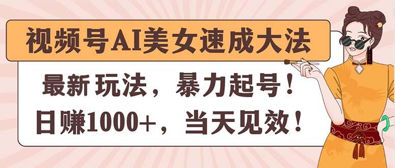 视频号AI美女速成大法,暴力起号,日赚1000+,当天见效-云网创