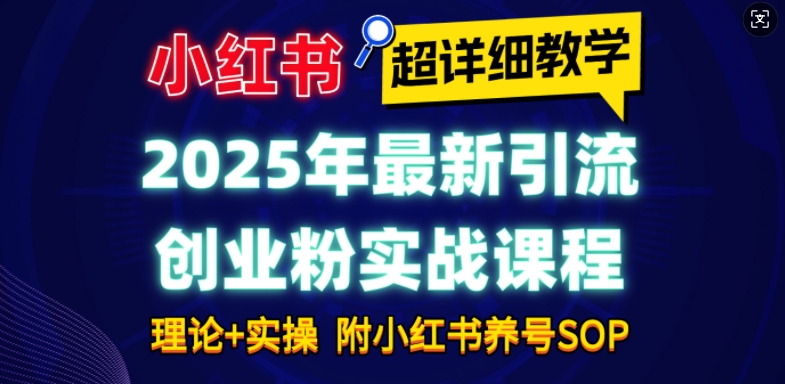2025年最新小红书引流创业粉实战课程【超详细教学】小白轻松上手，月入1W+，附小红书养号SOP-云网创