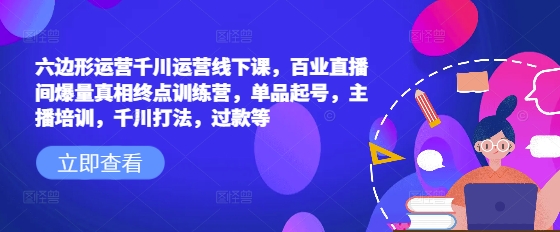 六边形运营千川运营线下课，百业直播间爆量真相终点训练营，单品起号，主播培训，千川打法，过款等-云网创