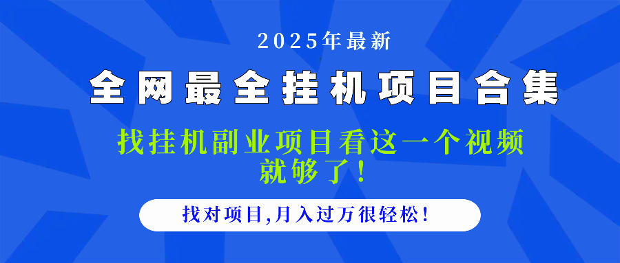 2025最全挂机项目合集 找项目看这一个视频就够了，做对项目月入过万很...-云网创