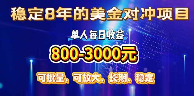 （15782期）稳定8年的美金对冲创业项目，单人每日收益800-3000，小众暴力项目-云网创