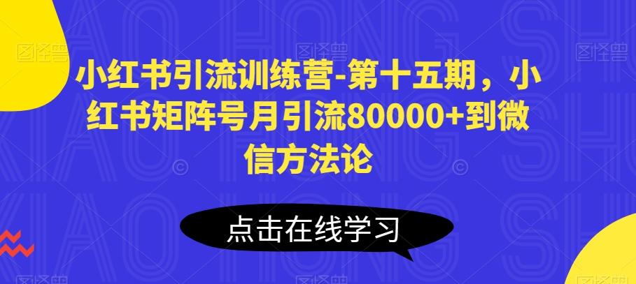小红书引流训练营-第十五期，小红书矩阵号月引流80000+到微信方法论-云网创