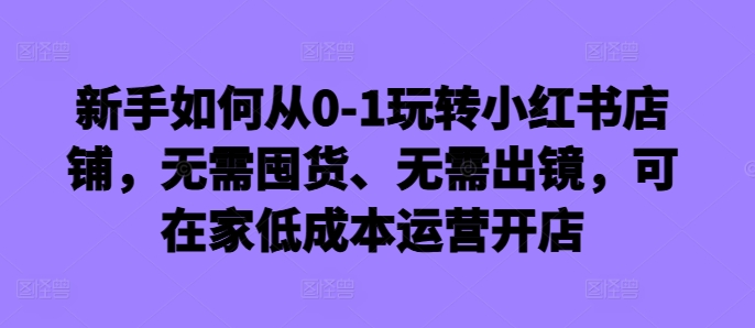 新手如何从0-1玩转小红书店铺,无需囤货、无需出镜,可在家低成本运营开店-云网创