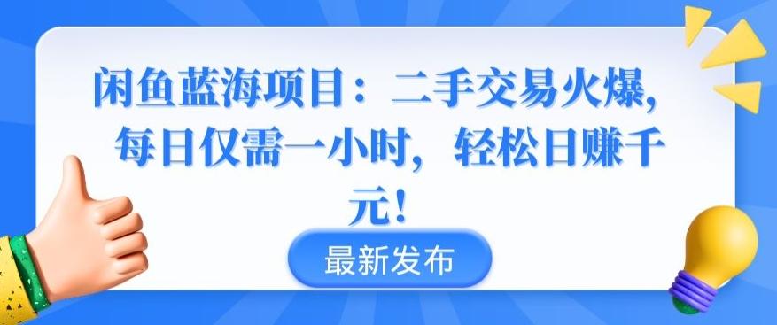 闲鱼蓝海项目：二手交易火爆，每日仅需一小时，轻松日赚千元【揭秘】-云网创