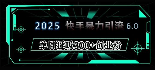 2025年快手6.0保姆级教程震撼来袭，单日狂吸300+精准创业粉-云网创
