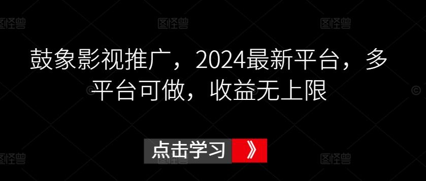 鼓象影视推广，2024最新平台，多平台可做，收益无上限【揭秘】-云网创