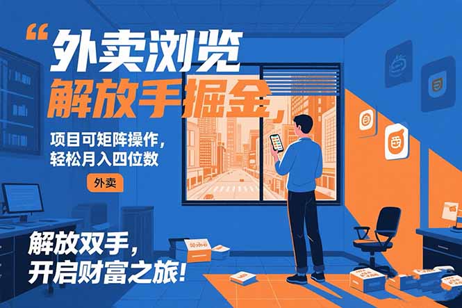 外卖浏览掘金项目 可矩阵操作 轻松日入500+-云网创