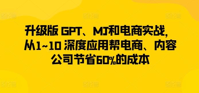 升级版 GPT、MJ和电商实战，从1~10 深度应用帮电商、内容公司节省60%的成本-云网创