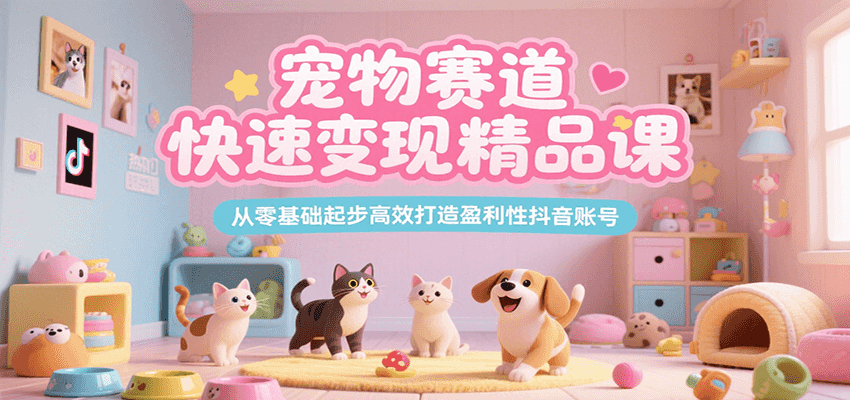 宠物赛道快速变现精品课，从零基础起步高效打造盈利性抖音账号-云网创