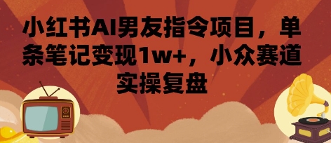 小红书AI男友指令项目，单条笔记变现1w+，小众赛道实操复盘-云网创