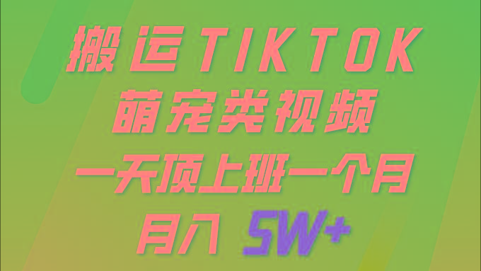 (9931期)一键搬运TIKTOK萌宠类视频 一部手机即可操作 所有平台均可发布 轻松月入5W+-云网创