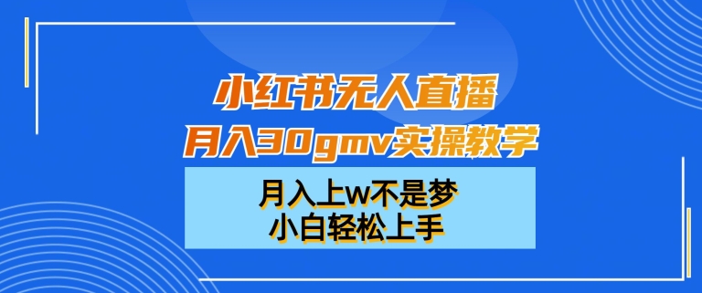 小红书无人直播月入30gmv实操教学,月入上w不是梦,小白轻松上手【揭秘】-云网创