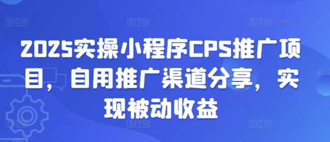 2025实操小程序CPS推广项目，自用推广渠道分享，实现被动收益-云网创