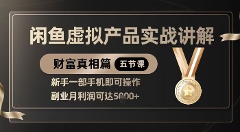 精品！闲鱼虚拟产品实战讲解，新手一部手机即可操作，副业月利润可达5k+-云网创