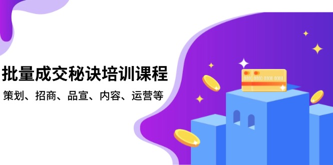 批量成交秘诀培训课程,策划、招商、品宣、内容、运营等-云网创