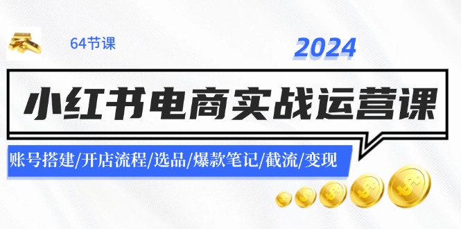 2024小红书电商实战运营课：账号搭建/开店流程/选品/爆款笔记/截流/变现-云网创