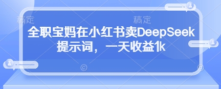 全职宝妈在小红书卖DeepSeek提示词，一天收益1k-云网创