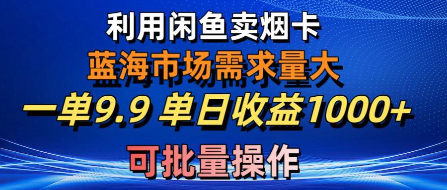 利用咸鱼卖烟卡，蓝海市场需求量大，一单9.9单日收益1000+，可批量操作-云网创