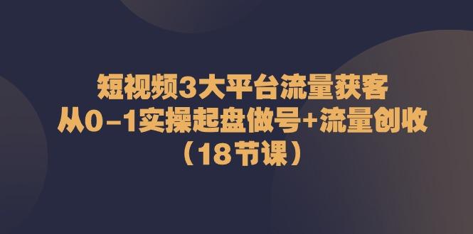 短视频3大平台流量获客：从0-1实操起盘做号+流量创收(18节课)-云网创