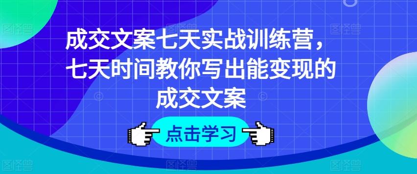 成交文案七天实战训练营，七天时间教你写出能变现的成交文案-云网创