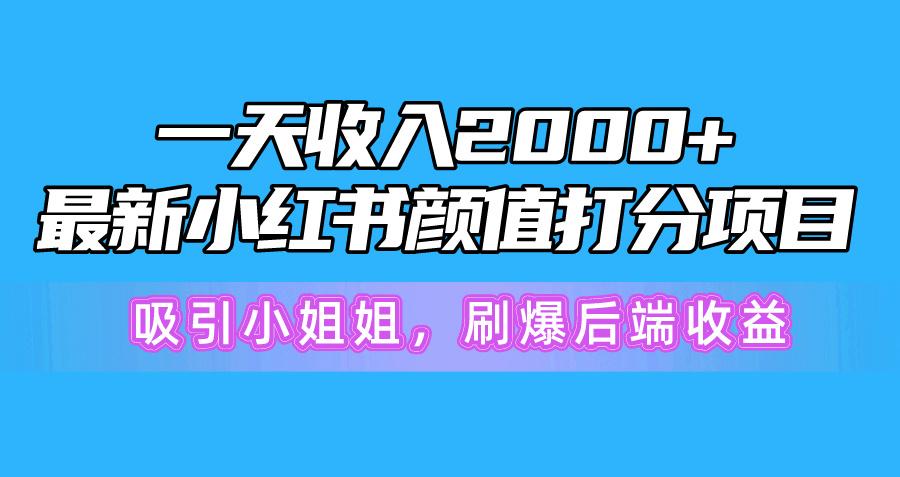 一天收入2000+，最新小红书颜值打分项目，吸引小姐姐，刷爆后端收益-云网创