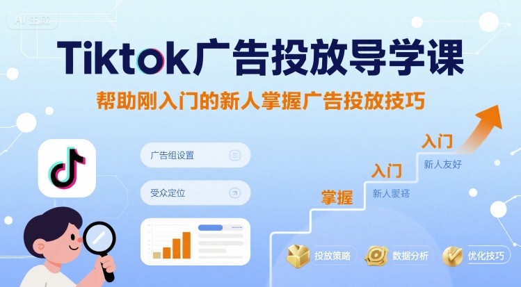 Tiktok广告投放导学课，帮助刚入门的新人掌握广告投放技巧-云网创