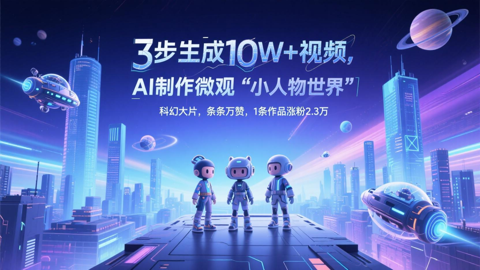 三步生成10W+视频，AI制作微观“小人物世界”科幻大片，条条万赞，1条作品涨粉2.3万-云网创