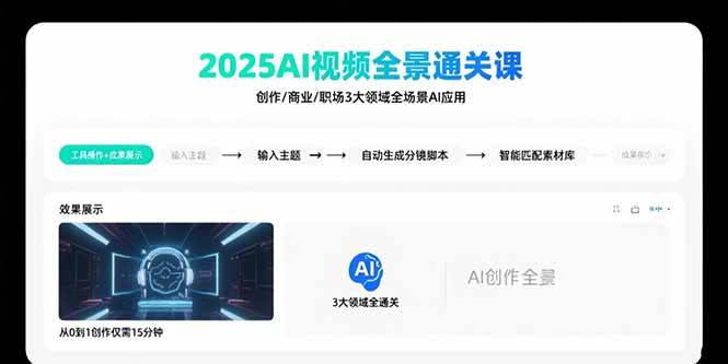 （15762期）2025AI视频全景通关课：涵盖创作/商业/职场3大领域 掌握AI全场景应用-云网创