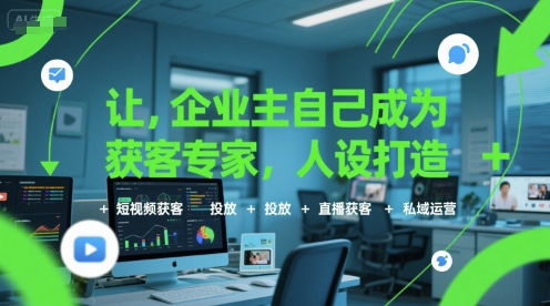 让企业主自己成为获客专家，人设打造+短视频获客+投放+直播获客+私域运营-云网创