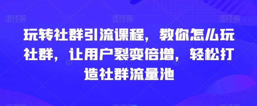 玩转社群引流课程，教你怎么玩社群，让用户裂变倍增，轻松打造社群流量池-云网创