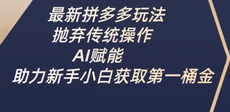 最新拼多多玩法，抛弃传统操作，AI赋能，助力新手小白获取第一桶金-云网创