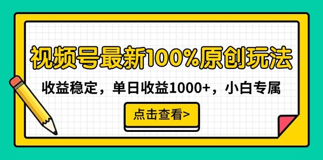 视频号最新100%原创玩法，收益稳定，单日收益1000+，小白专属-云网创