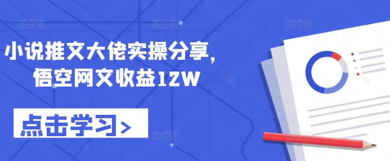小说推文大佬实操分享，悟空网文收益12W-云网创