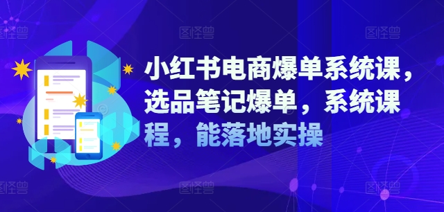 小红书电商爆单系统课，选品笔记爆单，系统课程，能落地实操-云网创