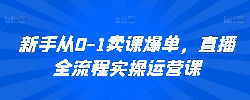 新手从0-1卖课爆单，直播全流程实操运营课-云网创