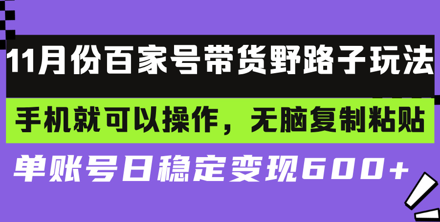百家号带货野路子玩法 手机就可以操作，无脑复制粘贴 单账号日稳定变现...-云网创