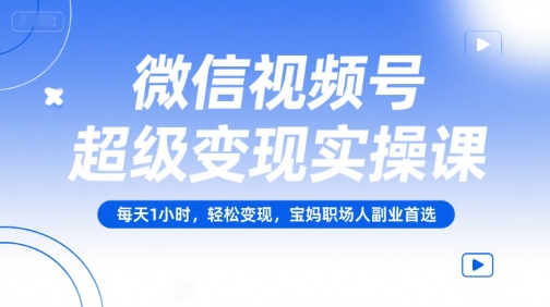 微信视频号超级变现实操课,每天1小时,轻松变现,宝妈职场人副业首选-云网创