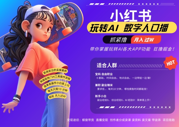 小红书数字人暴力起号，AI改写文案，再也不用费劲录口播，流量火爆月入破W轻松拿捏-云网创