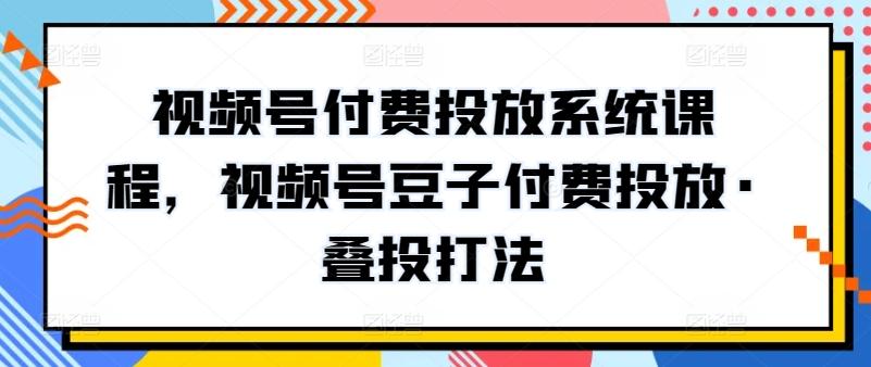视频号付费投放系统课程，视频号豆子付费投放·叠投打法-云网创