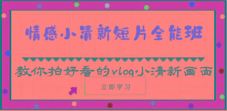 情感小清新短片全能班-教你拍好看的vlog小清新画面(30节课)-云网创