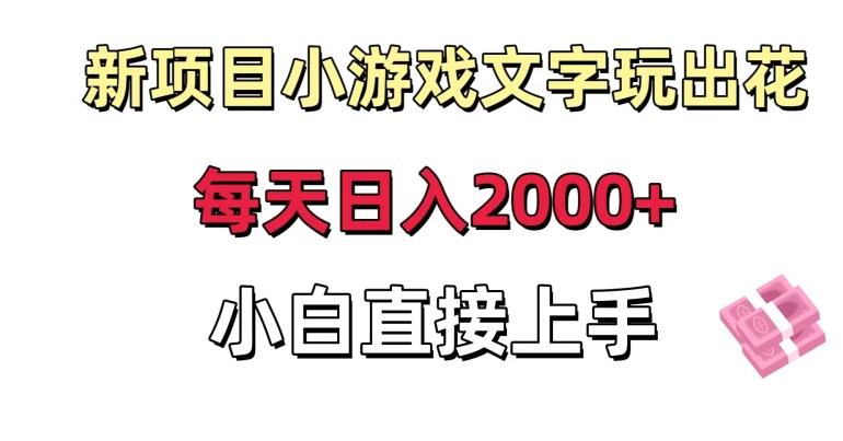 新项目小游戏文字玩出花日入2000+,每天只需一小时,小白直接上手【揭秘】-云网创